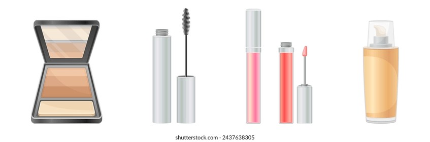 Cosmetic and Glamor Makeup Product and Accessories Vector Set