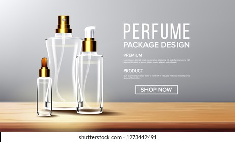 Vector de diseño de vidrio estético. Botella. Aceite, Agua, Perfume. Jar Premium. Ilustración De Plantilla De Mockup Realista Transparente Aislada En 3D