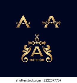 cosmetic gold brand logo letter A