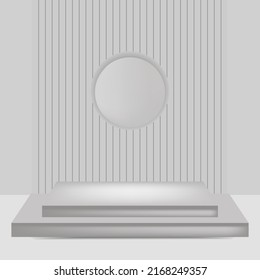 Cosmetic grey background and premium podium display for product presentation branding and packaging presentation.