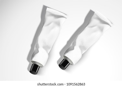 Cosmetic hand cream tubes set in 3d illustration on white background