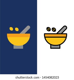 Cosmetic Herbs, Herbs, Medicinal Herbs, Natural, Organic, Plants  Icons. Flat and Line Filled Icon Set Vector Blue Background