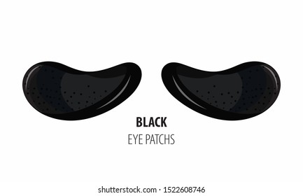 Cosmetic hydrogel Black Pearl eye patch. Collagen patches. Cosmetic product for skin. Patches under the eyes. Сollagen mask. Korean cosmetics. Facial skin care. Beauty product for eye care in vector.