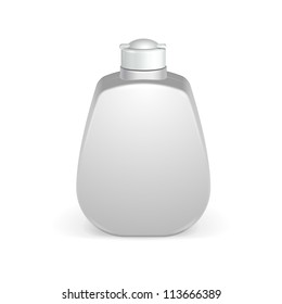 Cosmetic Or Hygiene Grayscale White Plastic Bottle Of Gel, Liquid Soap, Lotion, Cream, Shampoo. Ready For Your Design. Illustration Isolated On White Background. Vector EPS10