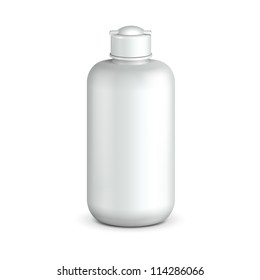 Cosmetic Or Hygiene Grayscale White Plastic Bottle Of Gel, Liquid Soap, Lotion, Cream, Shampoo. Ready For Your Design. Illustration Isolated On White Background. Vector EPS10