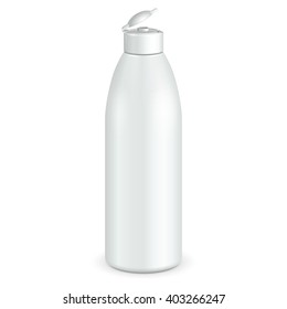 Cosmetic, Hygiene, Medical Grayscale White Plastic Bottle Of Gel, Liquid Soap, Lotion, Cream, Shampoo. Mock Up Ready For Your Design. Illustration Isolated On White Background. Vector EPS10 