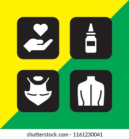 cosmetic icon. 4 cosmetic set with dropper, neck, care vector icons for web and mobile app