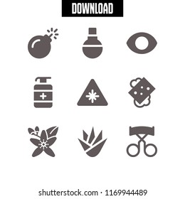 cosmetic icon. 9 cosmetic vector set. makeup, antiseptic, soap and neroli icons for web and design about cosmetic theme