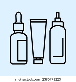 Cosmetic icon. Beauty, makeup, сosmetics creams, serums, lotions, tonics.