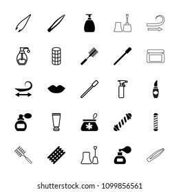 Cosmetic icon. collection of 25 cosmetic filled and outline icons such as perfume, nailfile, hair curler, curly hair, lips. editable cosmetic icons for web and mobile.