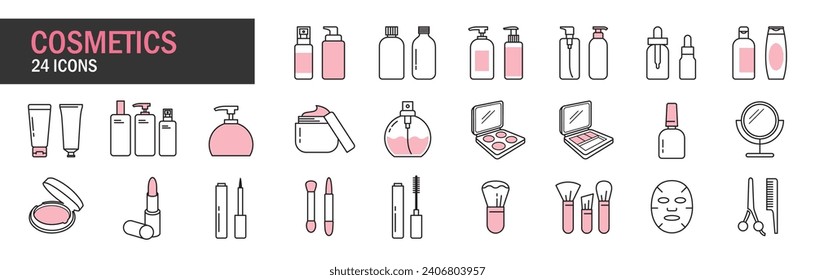 Cosmetic Icon Collection. Beauty, Makeup, Skin, Lotion, Perfume, Mask Pack Icon. Icon vector collection. EPS, PNG, JPG