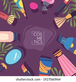 Cosmetic icon set design, Make up fashion style and skin theme Vector illustration