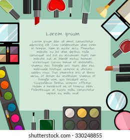 Cosmetic icon set. Flat design style modern vector illustration. Isolated on stylish color background.