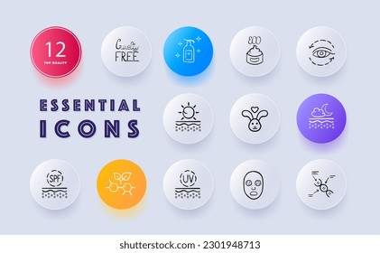 Cosmetic icon set. Self-care, and personal grooming. Beauty concept. Neomorphism style. Vector line icon for Business and Advertising