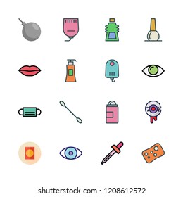 cosmetic icon set. vector set about bomb, droppers, nail polish and deodorant icons set.