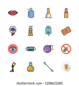 cosmetic icon set. vector set about prothesis, mask, eye and liquid soap icons set.