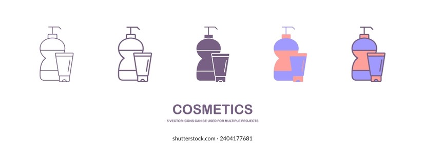Cosmetic icons collection. Beauty, makeup, lotion, deodorant icon.