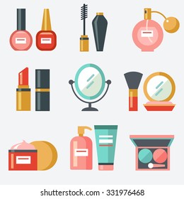 Cosmetic icons, flat design