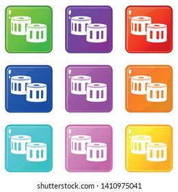 Cosmetic icons set 9 color collection isolated on white for any design