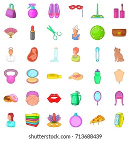 Cosmetic icons set. Cartoon style of 36 cosmetic vector icons for web isolated on white background