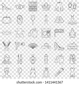 Cosmetic icons set. Outline style of 36 cosmetic vector icons for web for any design