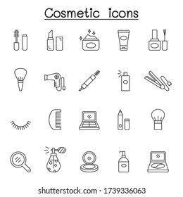 Cosmetic icons set in thin line style