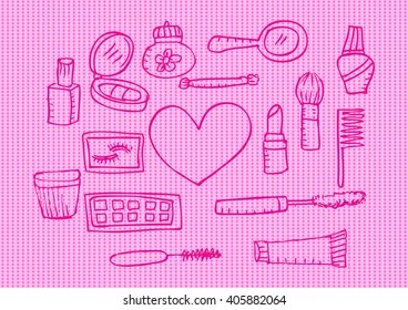 cosmetic icons. sketchy style