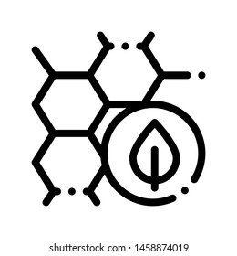 Cosmetic Ingredient Honey Vector Thin Line Icon. Organic Cosmetic, Natural Component Honeycomb Plant Leaf Linear Pictogram. Eco-friendly, Cruelty-free Product, Molecular Analysis Contour Illustration