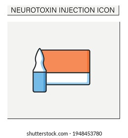 Cosmetic injection color icon.Full medicine vial.Vaccination.Packaging with beauty injections.Cosmetic procedure concept.Isolated vector illustration