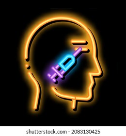 Cosmetic Injection in Eye neon light sign vector. Glowing bright icon Cosmetic Injection in Eye sign. transparent symbol illustration