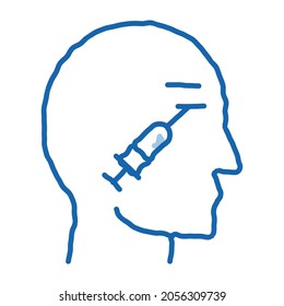 Cosmetic Injection in Eye sketch icon vector. Hand drawn blue doodle line art Cosmetic Injection in Eye sign. isolated symbol illustration