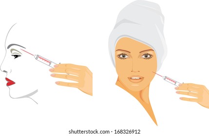 Cosmetic injection of hyaluronic acid. Vector