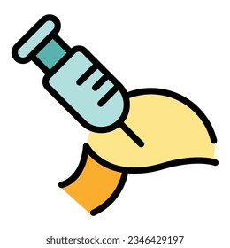 Cosmetic injection icon outline vector. Face skin. Medical cream color flat