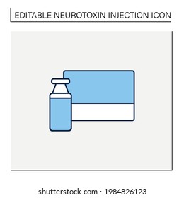 Cosmetic injection line icon. Full medicine vial. Vaccination. Medications.Mesotherapy. Cosmetic procedure concept.Isolated vector illustration. Editable stroke