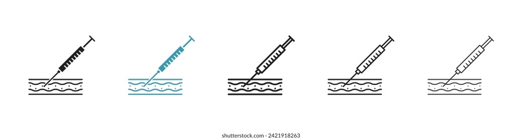 Cosmetic Injection Vector Icon Set. Skin Enhancing Treatment Vector Symbol for UI Design.