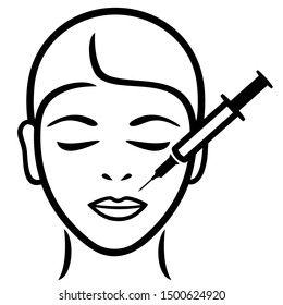 Cosmetic injections line icon. Vector flat illustration. Can be used for topics like rejuvenation, cosmetology, plastic surgery.