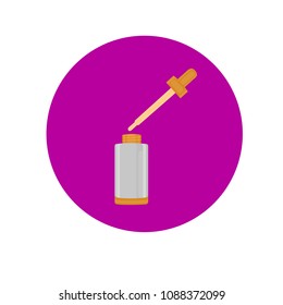Cosmetic Jar or Bottle with Dropper. Flat Icon Isolated on White Background. Vector Illustration.