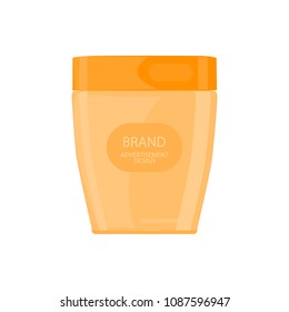 Cosmetic Jar or Bottle. Flat Icon Isolated on White Background. Vector Illustration.