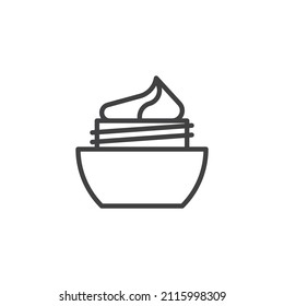 Cosmetic jar line icon. linear style sign for mobile concept and web design. Cosmetic cream jar outline vector icon. Symbol, logo illustration. Vector graphics