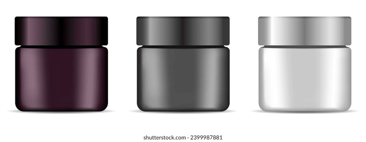 Cosmetic jar mock up. Plastic cream container, face beauty cosmetics package, vector illustration. Skin care medical treatment, realistic packaging mockup. Beauty product jar