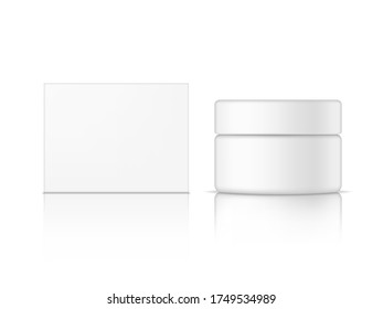 Jar Cosmético Con Caja De Embalaje Sobre Fondo Blanco. Vector EPS10