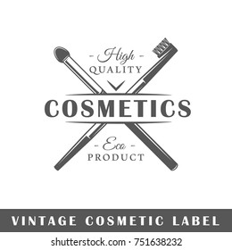 Cosmetic label isolated on white background. Design element. Template for logo, signage, branding design. Vector illustration