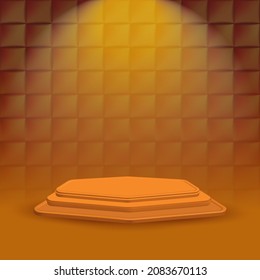 Cosmetic light brown background and premium podium display for product presentation branding and packaging presentation. studio stage with shadow of background. vector illustration design.