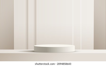 Fondo estético de color marrón claro y pantalla de podio premium para presentación de productos de marca y presentación de embalajes. escenario de estudio con sombra de fondo. diseño vectorial.