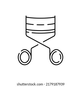 Cosmetic line icon set. Plastic face beauty care vector. Procedure medical with eye, lip and nose illustration. Eyelash curler
