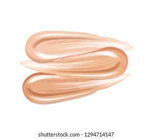 Cosmetic, lipstick make up liquid foundation texture smudges. Beige Foundation Makeup Smear. Tones Strokes.