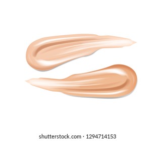 Cosmetic, lipstick make up liquid foundation texture smudges. Beige Foundation Makeup Smear. Tones Strokes.