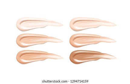 Cosmetic, lipstick make up liquid foundation texture smudges. Beige Foundation Makeup Smear. Tones Strokes.