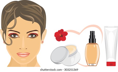 Cosmetic liquid foundation and cream for removing makeup. Vector