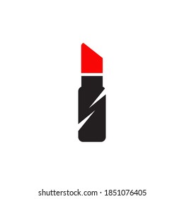 Cosmetic logo design with lipstick icon vector template